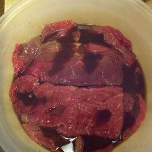 Fresh batch of Beef Jerky to Marinate overnight! I used a gander mtn brand 