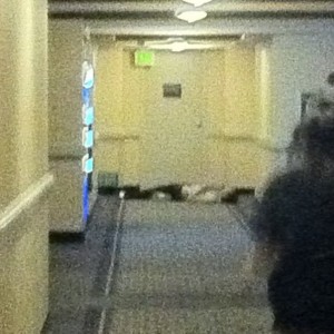 He passes out here don't remember his room number and thinks he's