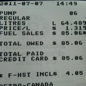 $85 for 64.5 Liters. Fack Sent wirelessly from my BlackBerry device on the 