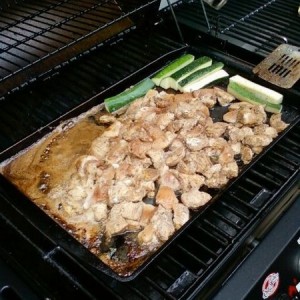 Chicken tips with dale's marinate. Zuccini and fried tators