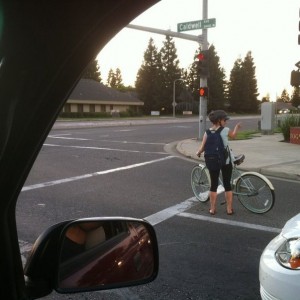 Stupid lady asking the car behind her if they were also turning