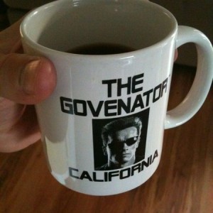 Morning TW. Having a cup-o-Joe with Ahnold.