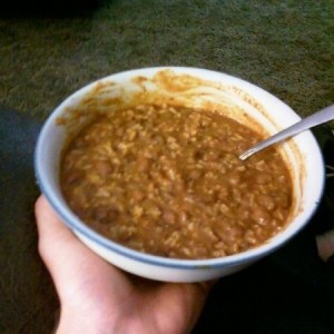 Chili and rice with cheese