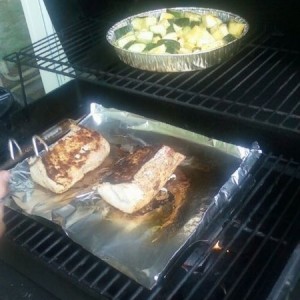 Pork tenderloin with squarsh and zucchini
