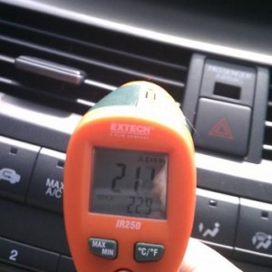 Testing the AC in the new car.