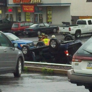 Wind so bad it flipped a car
