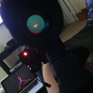 Little red dots are point of aim for the cam