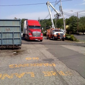 truck > power lines
