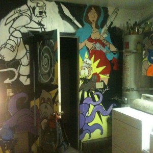 Starting work on this side. Notice the virgin Mary had a .357, a sawed-off,