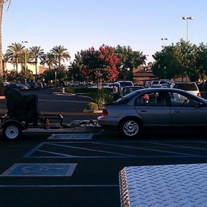 Haha thats one way of towing your wheel chair around