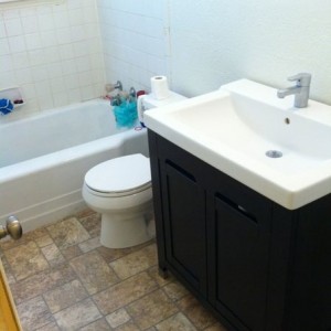 FAT. Sink and cabinet in.