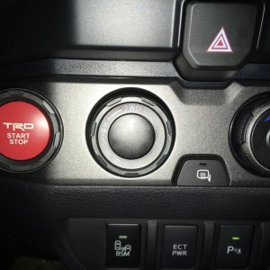 TRD red push start/stop button