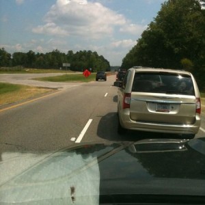 The drive allege way down then get over lane jerk
