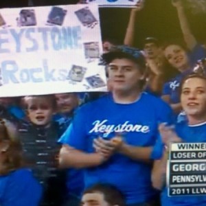 Me and my girl on espn. im the not happy guy haha