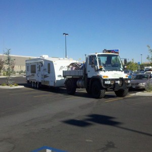 Looks like these people know how to have fun. Unimog and a triple axle toy 