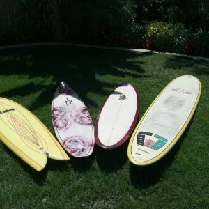 All my boards. 5'8 G&S, 6'2 John Carper, 6'4 rainbow sin