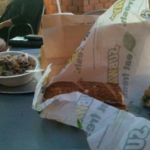 Eating subway at chipotle. FUCK DA POLEESE! no disrespect to officers, just