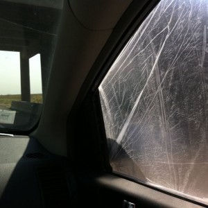 Dad's car got broken into in Portland...going to be a long ride back t