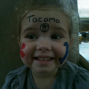 My sister did some face painting on my kid. Lol