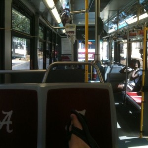 Riding the Crimson Ride bus back to my dorm