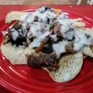 With a pepper jack cheese sauce that kinda split a little and I'm not sure what went wrong...