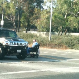He is between an off ramp and an on ramp