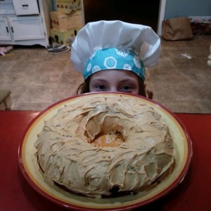 Chocolate cake with peanut butter frosting