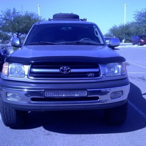 Mounted his l e d bar into his bumper. Looks good.