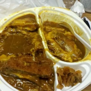 Pork cutlet curry with cheese... This is going to get messy