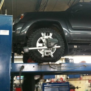 truck levelled with tires