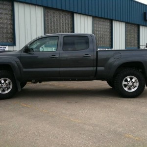 truck levelled with tires
