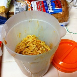 My idea of left over food storage. Winning.