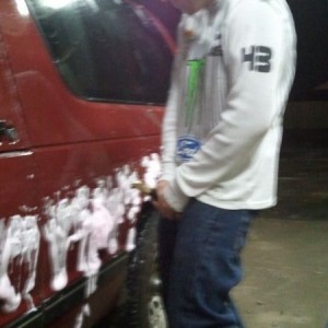 Toyota friend laying a load on friends blazer lulz.