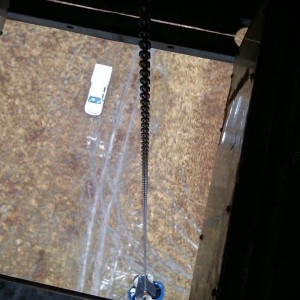 Not live. End of my work day. V80 service. Looking out the chain hoist. Sen