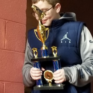 Jacob winning 1st place in Pinewood derby