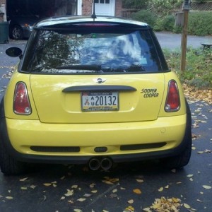 MINI with new straight back exhaust and corvette tips :D sounds amazing