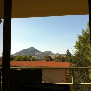 Pretty good view, especially for a dorm room ha
