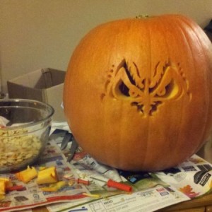 Carving us some pumpkins. :)