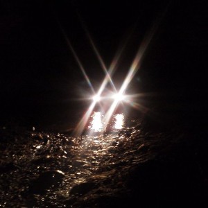 Steve crossing the creek
