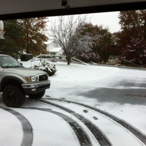 2-3" so far, not accumulating much on the pavement though.