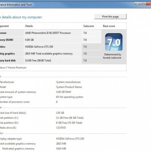 Windows Experience Index @ 3.5Ghz