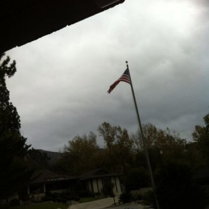 Storm is blowing in. My flag pole is making all kinds of noise