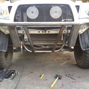 Skid tubes tacked in place