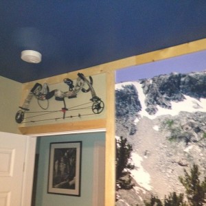 Hung my bow using horse shoes.