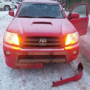 Both lower front body kit skirts have to be replaced, passenger side held o