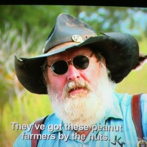 This guy on American hoggers is 100% pure Texan . He belts out the funniest