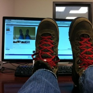 At the office...new boots too :D