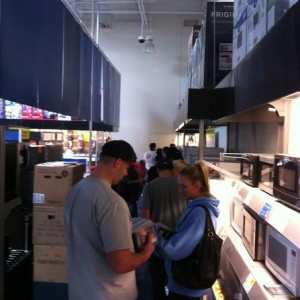 This is the back of the line that snakes around to the back of the store