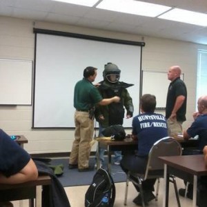 me rockin the bomb suit during a week of hazmat technician class