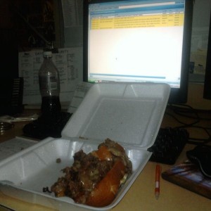Here's a new game stuck at my desk no time for lunch eat and work at t